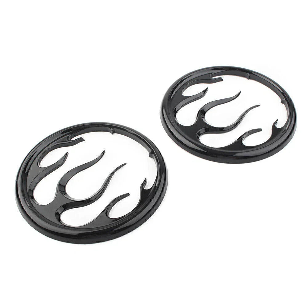 Black Flame Speaker Grill Accent Trim Cover for Harley Electra Glide (2009-2023)