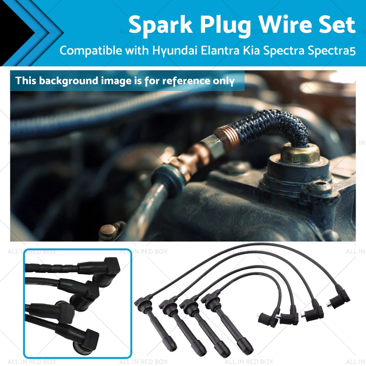 4X Spark Plug Wire Set for Kia Spectra/Spectra5 (2000–2009) 27501-23B70