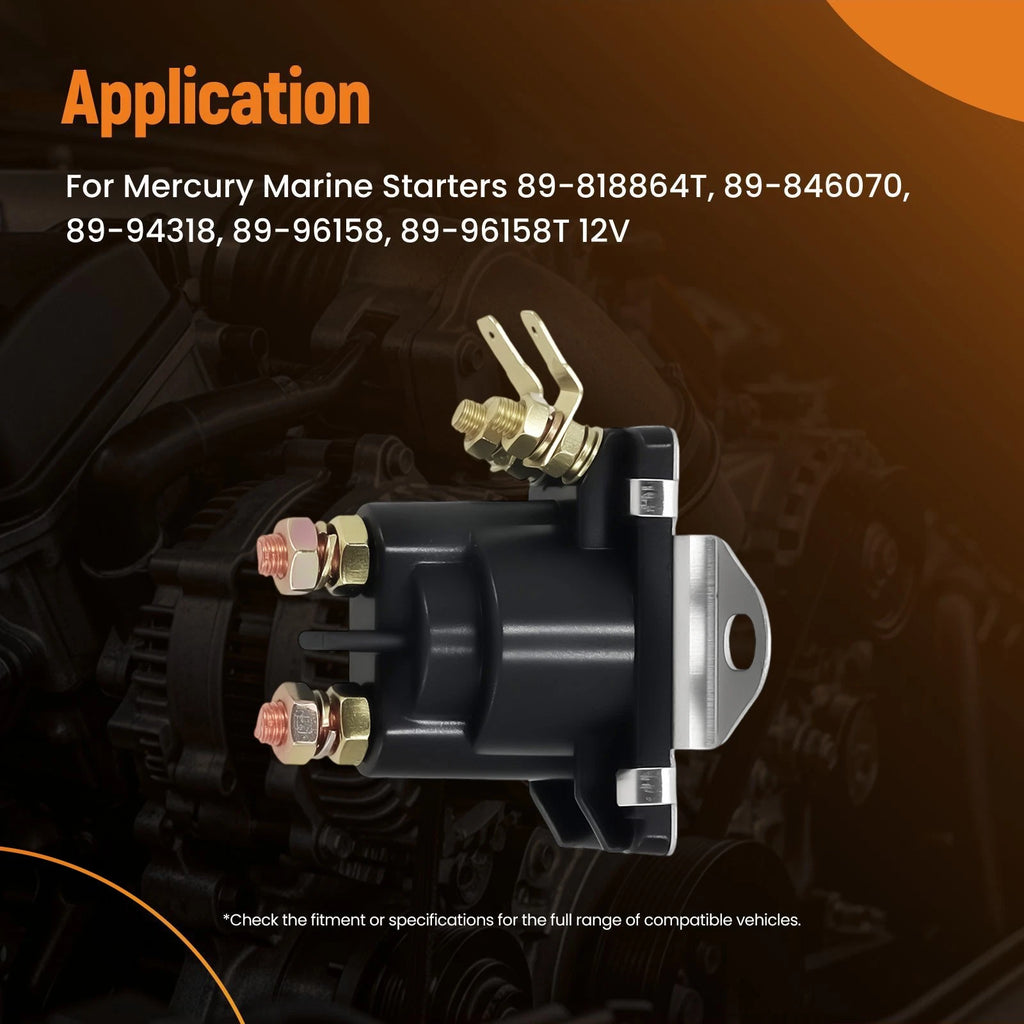 Set of 2 12V 4-Terminal Solenoids for Mercury Starter (89-96158, 89-96158T, 89-846070)