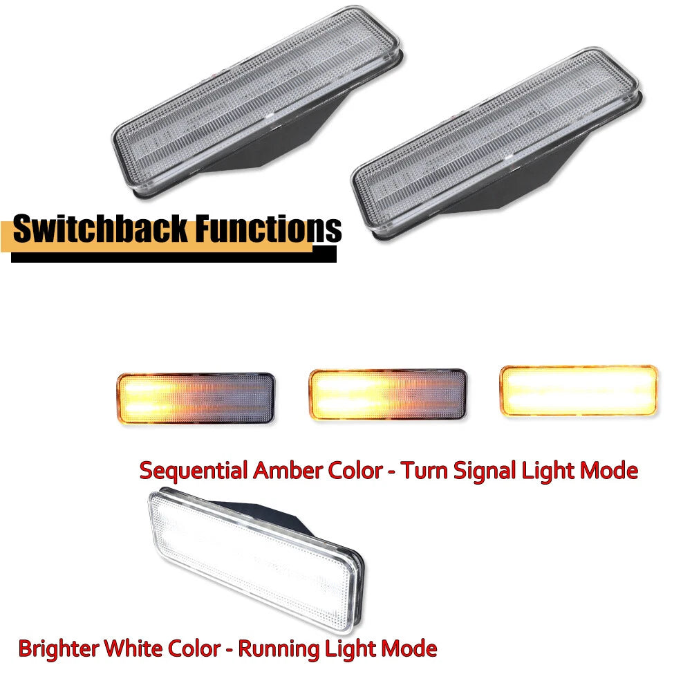 Dynamic Amber & White LED Signal Lights for Ford Bronco F150 F250 F350