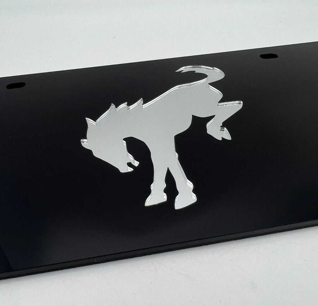 Acrylic Premium License Plate for Ford Bronco Black Mirrored Emblem (2021–2024)