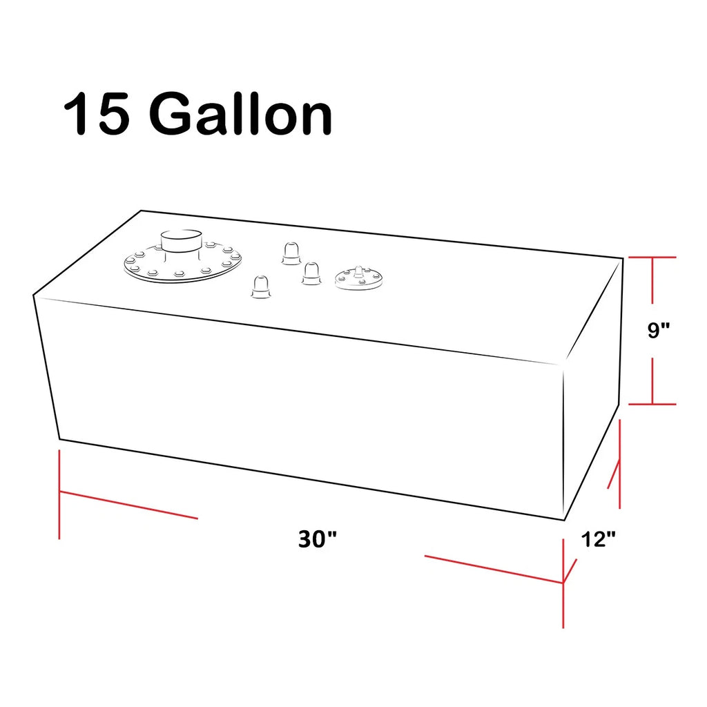 15 Gallon Top-Feed Aluminum Racing Fuel Cell Tank for Universal