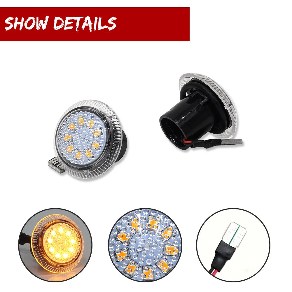 2X Clear Amber LED Side Marker Lights for Ford Transit Connect (2010–2021)