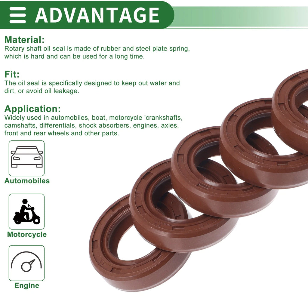 Set of 5 Oil Seal Rotary Shaft Seal FKM Rubber 17x28x7mm