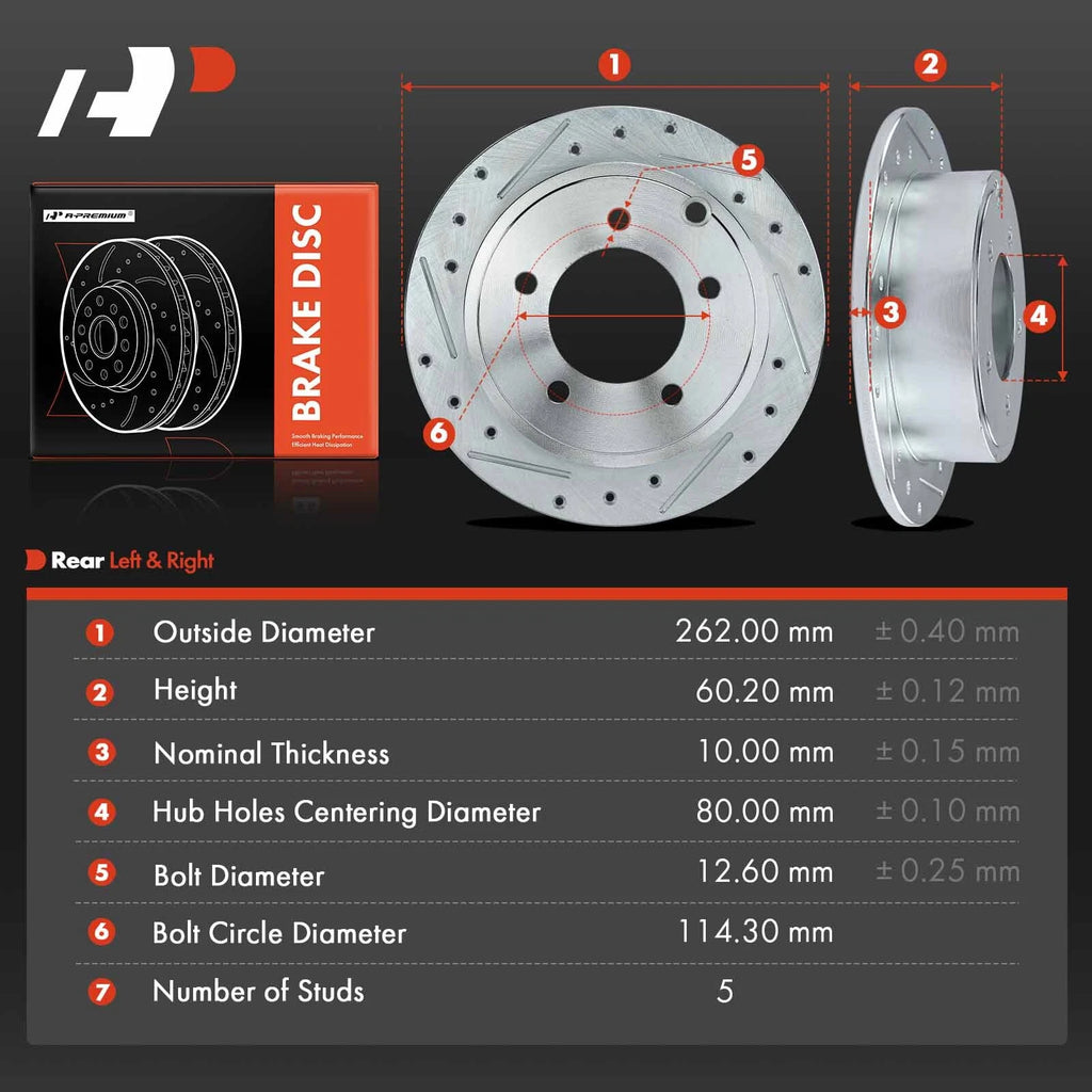 Rear Drilled Brake Rotors for Mitsubishi Lancer (2008–2017)