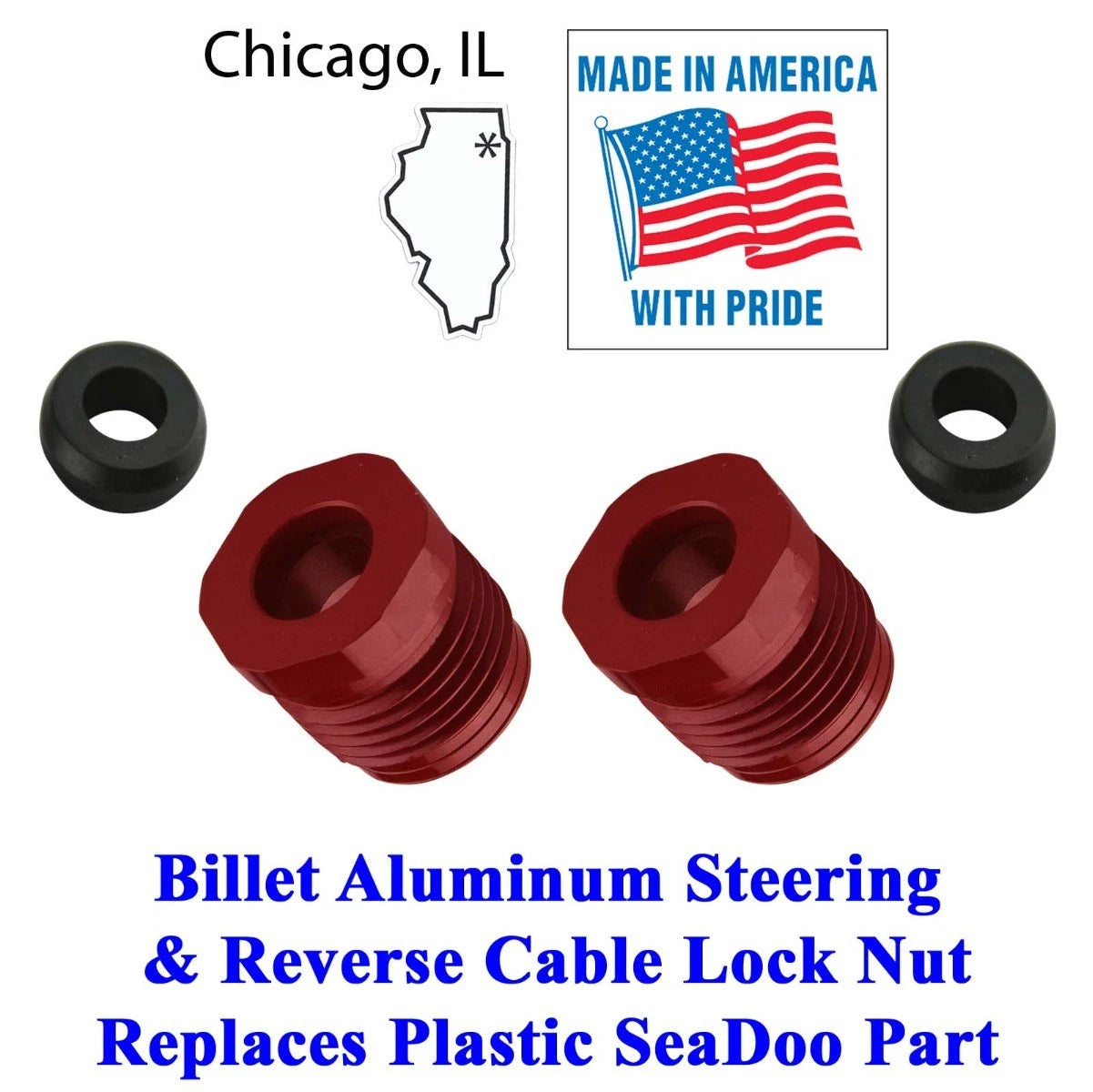 Steering & Reverse Cable Lock Nut with Seals for Sea Doo GS GTI GSX GTS GTX RX DI (1996–2006)