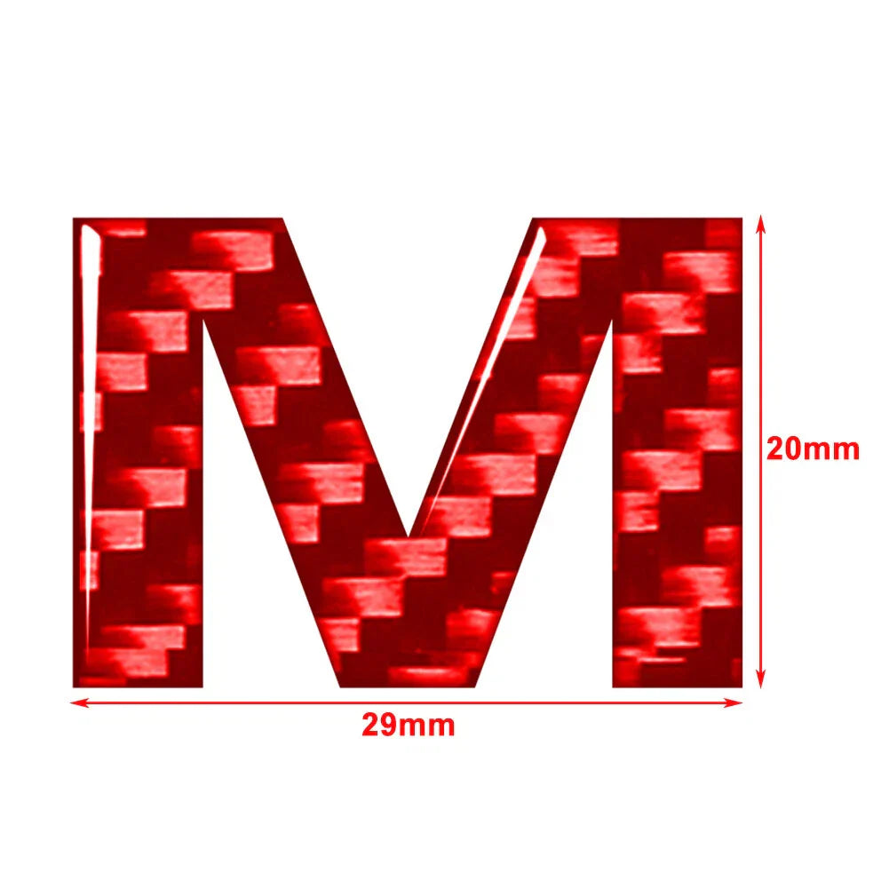 M Carbon Red Letter Decals Stickers for Car Badge Emblem