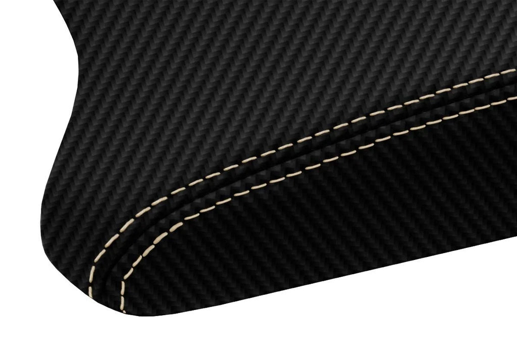 Console Lid Armrest Cover for BMW X5 E53 (2000–2006) Carbon Fiber Beige Stitch