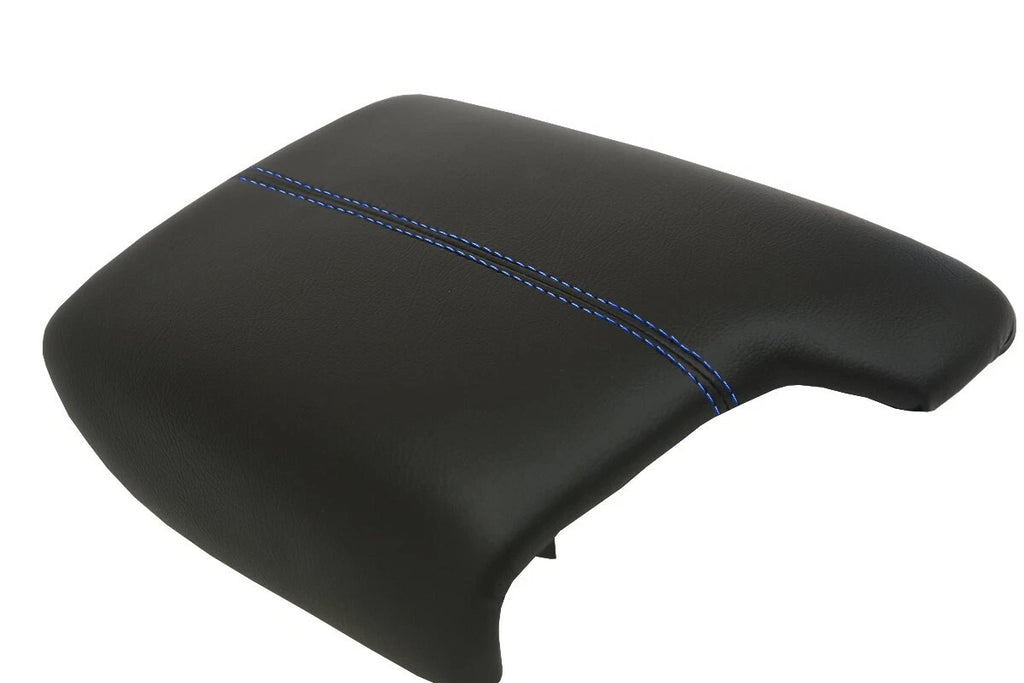 Leather Synthetic Console Armrest Cover for Honda Accord (2013–2017) Black Blue Stitch