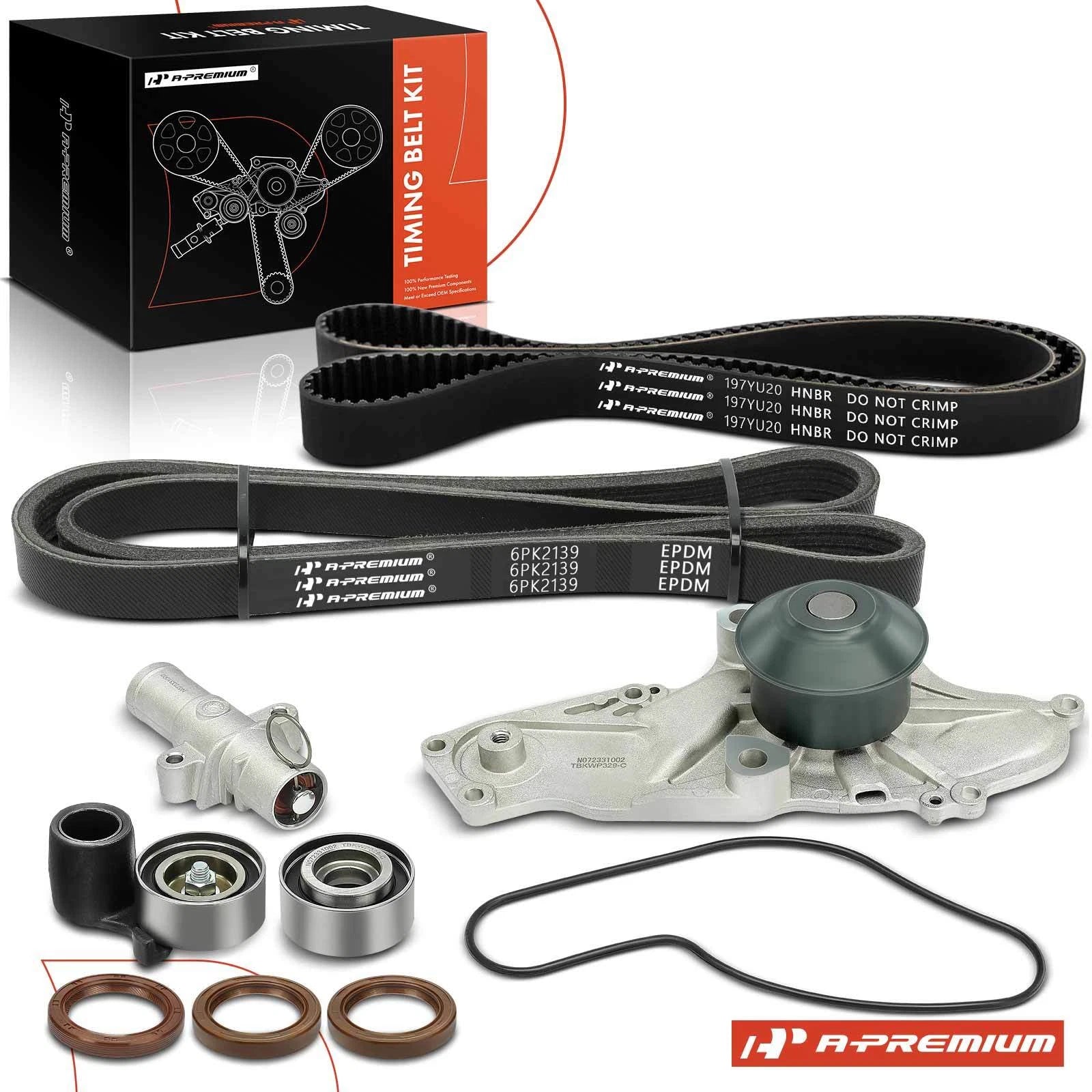 9x Timing Belt & Water Pump Kit for Honda Accord, Pilot, Odyssey (2003–2012)