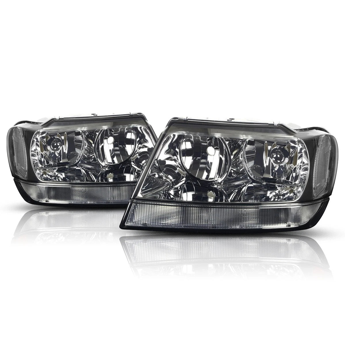 Smoked Housing Headlight & Clear Side Corner Lamp for Jeep Grand Cherokee WJ (1999–2004)