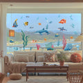 Cartoon Sea Life PVC Static Cling Sticker for Glass Door (11.81 x 35.43 in)