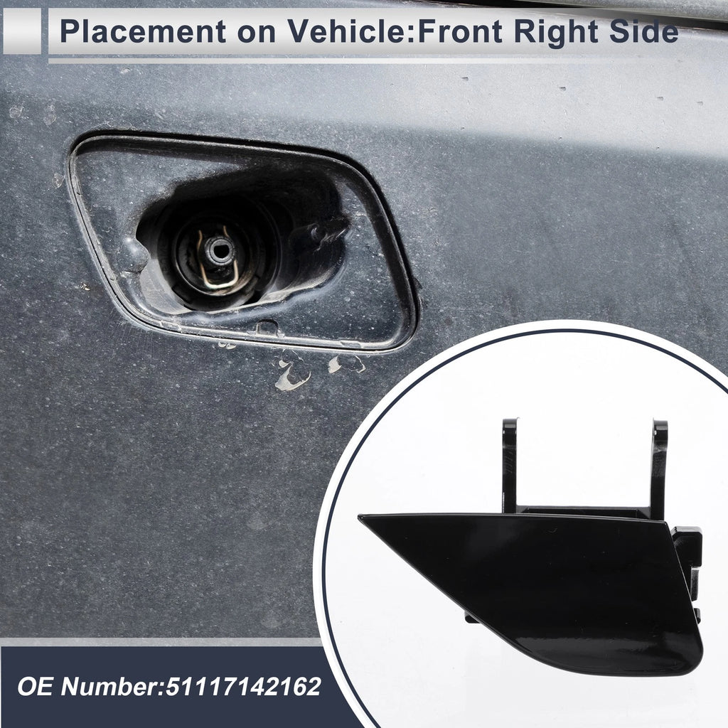 Bumper Headlight Washer Nozzle Cover Cap for BMW 750i (2016–2020) Black