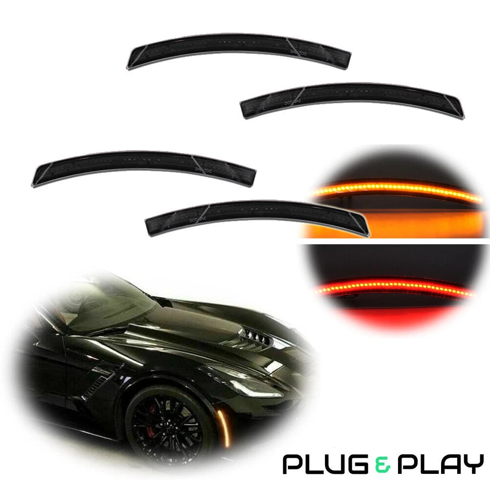 Set of 4 Smoke LED Side Marker Lights for Corvette C7 (2014–2019)