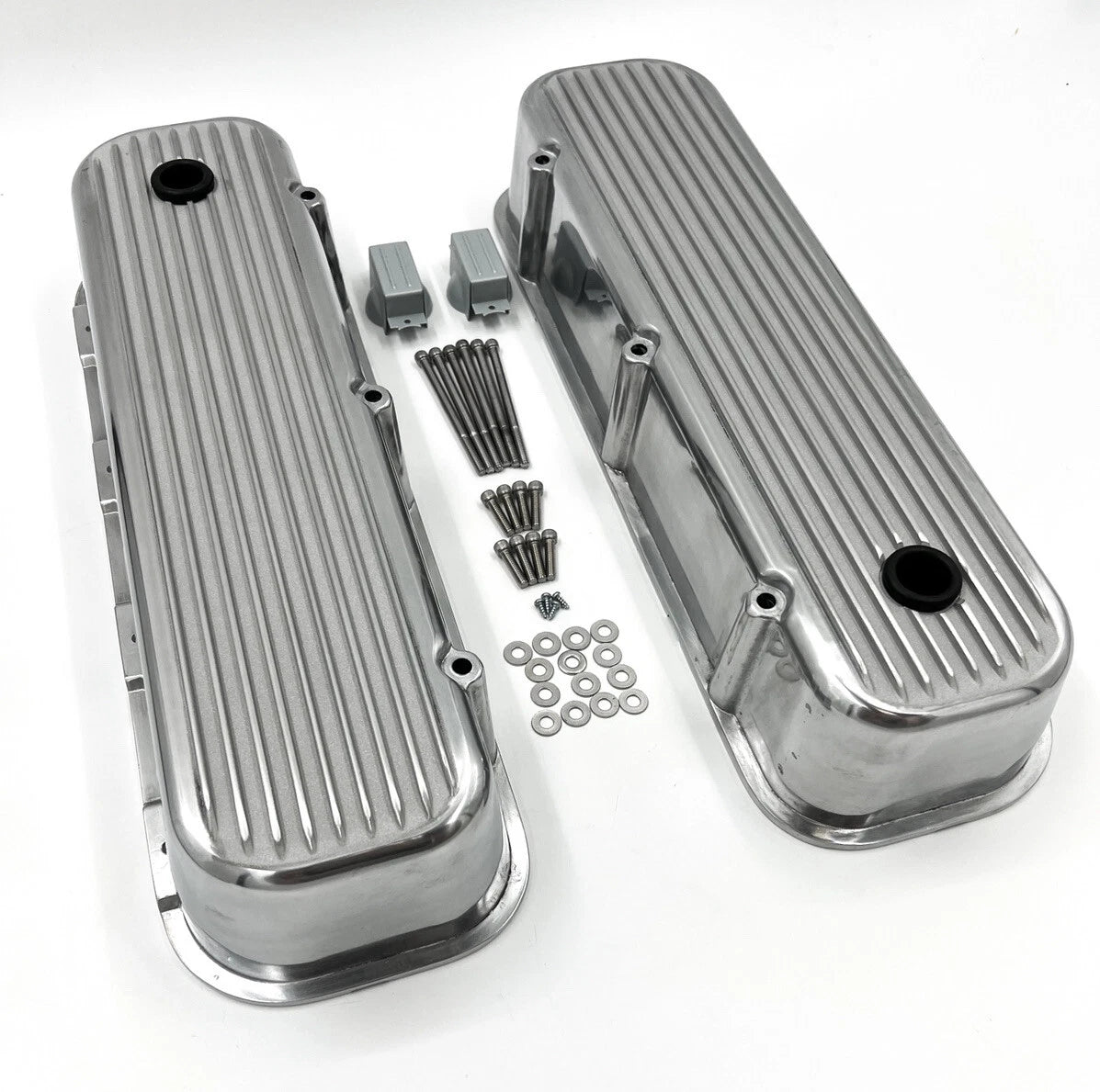 Polished Aluminum Valve Covers Tall Finned Replacement for BBC 396 402 427 (1963–1970)