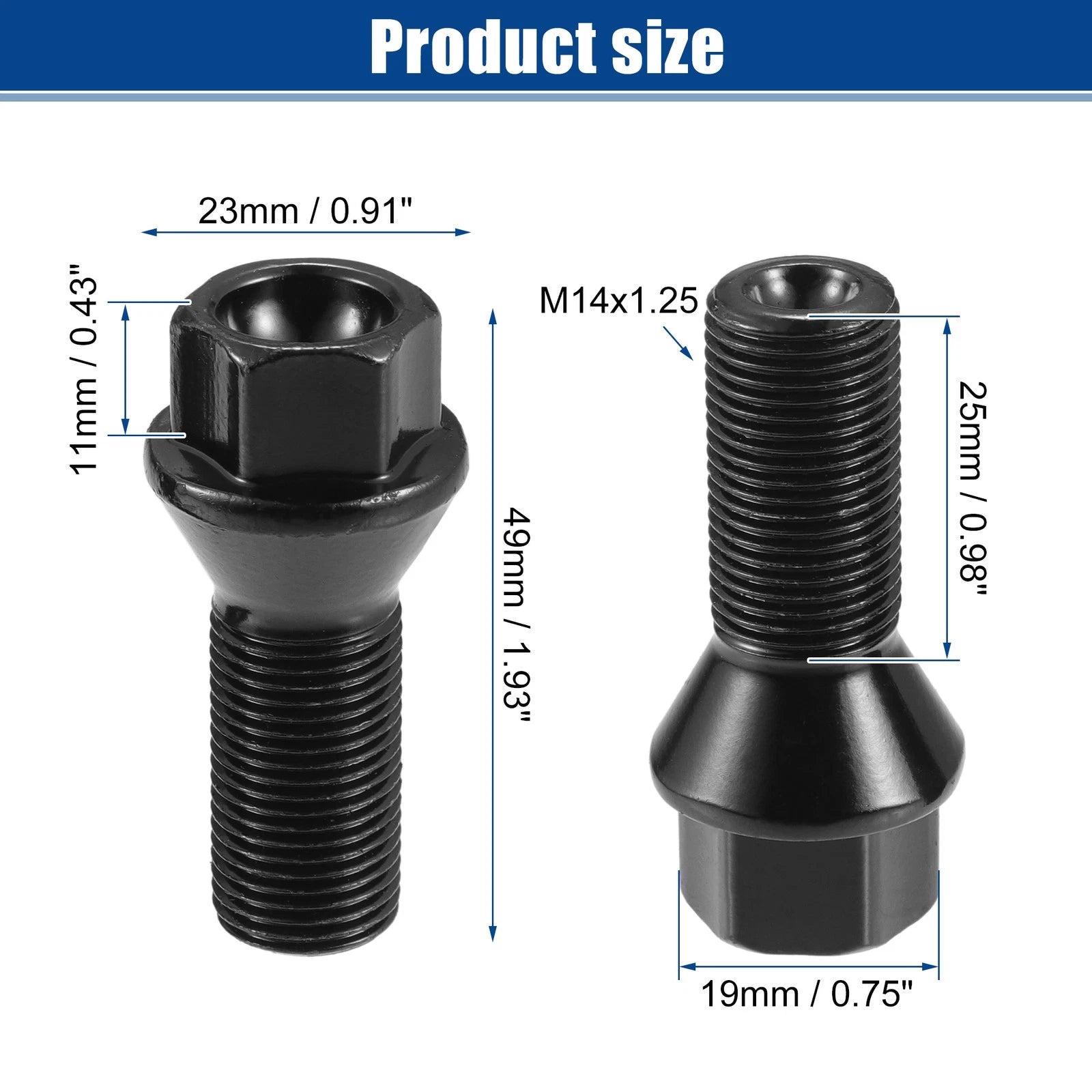 10X M14x1.25 Wheel Lug Bolt Nut for BMW E46 325 E90 (2000–2012) No. 36136781151