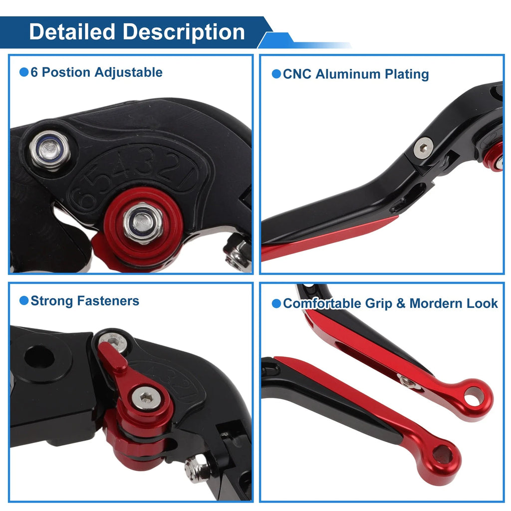 Adjustable Brake Clutch Levers for Honda CBR650R (2014–2022) Black Red