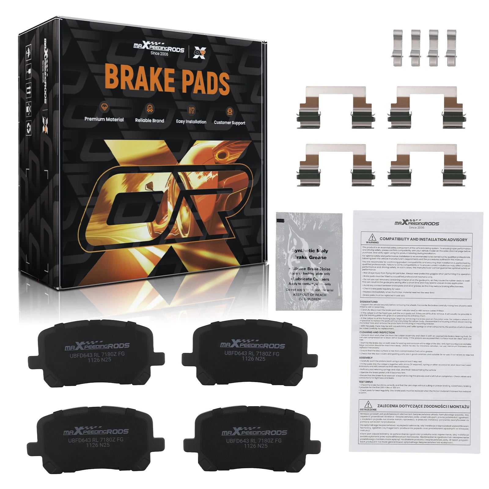 Set of 4 Front Ceramic Brake Pads for Pontiac Vibe/Toyota Corolla (2003–2008)