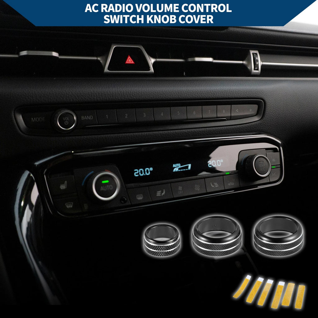 3X AC Radio Volume Switch Knob Cover Ring for Toyota Supra (2018–2022) Black