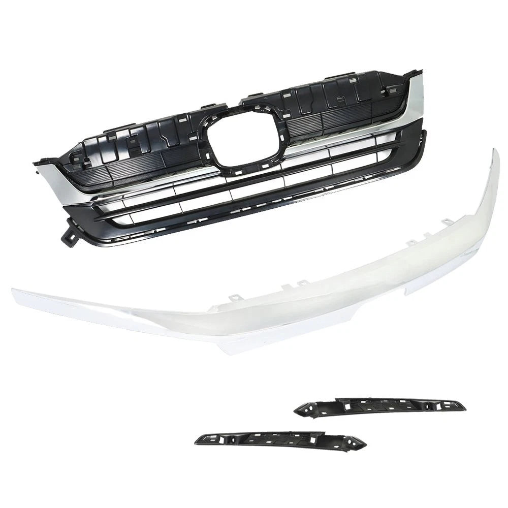 Front Upper Grille for Honda Pilot (2019–2021) Black Chrome Mesh Plastic