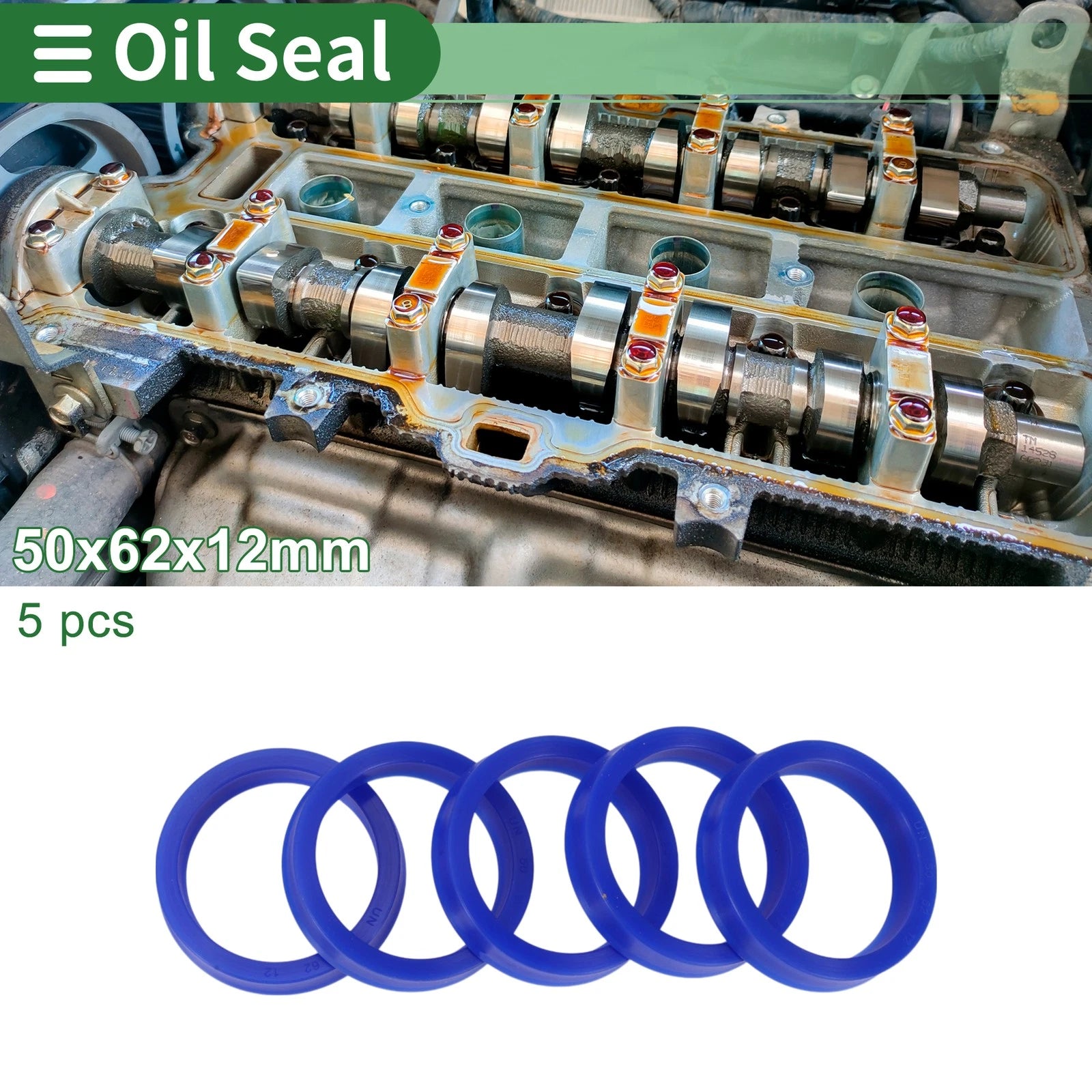 Set of 5 Oil Seal Rotary Shaft Seal 50x62x12mm High Pressure for Automotive