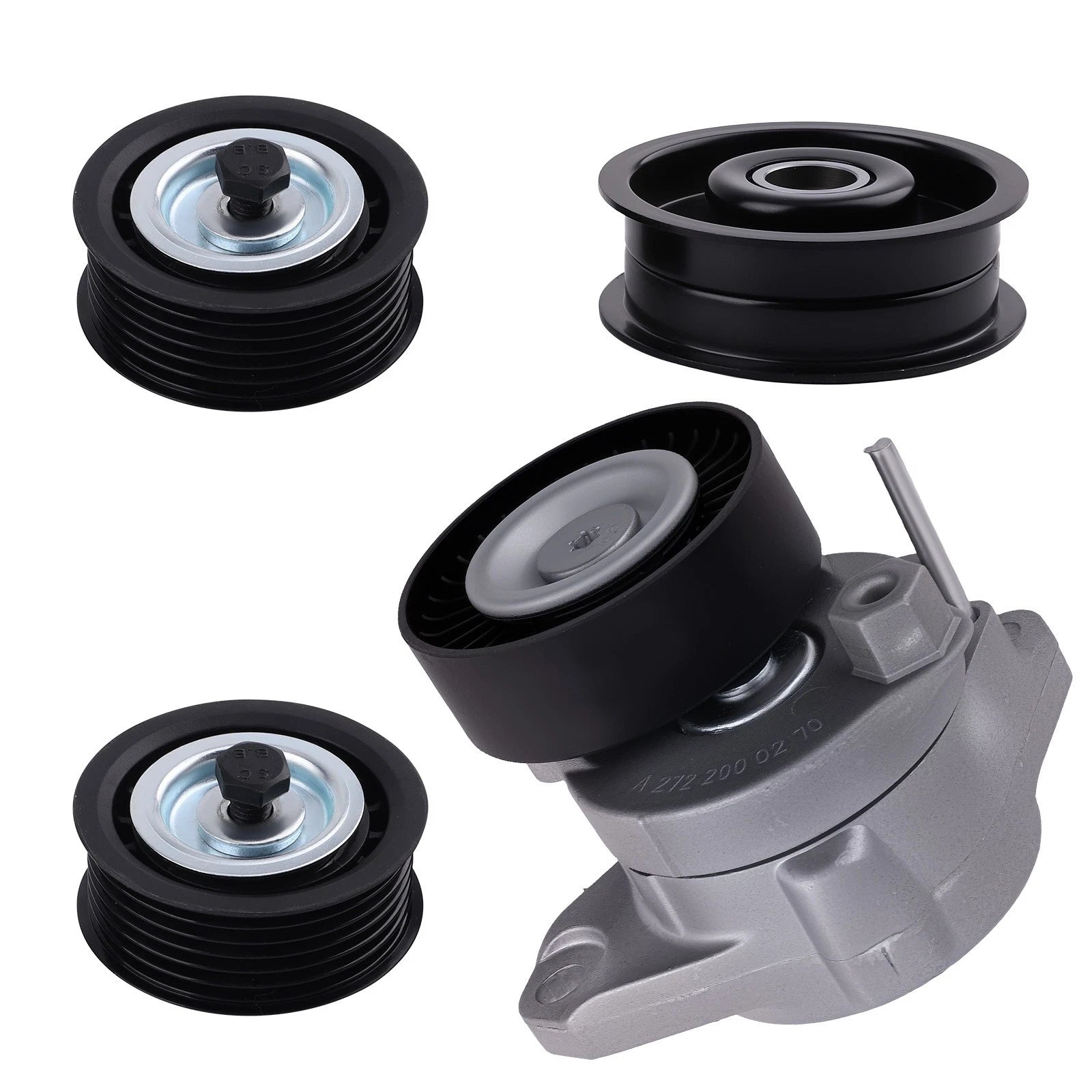 Belt Tensioner & 3 Idler Pulleys for Mercedes C300 E350 (2008–2011) 2722020719