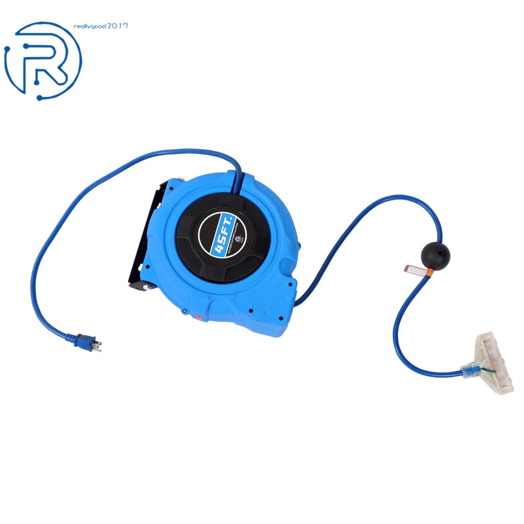 Retractable Extension Cord Reel for Heavy Duty Use (45 Ft)