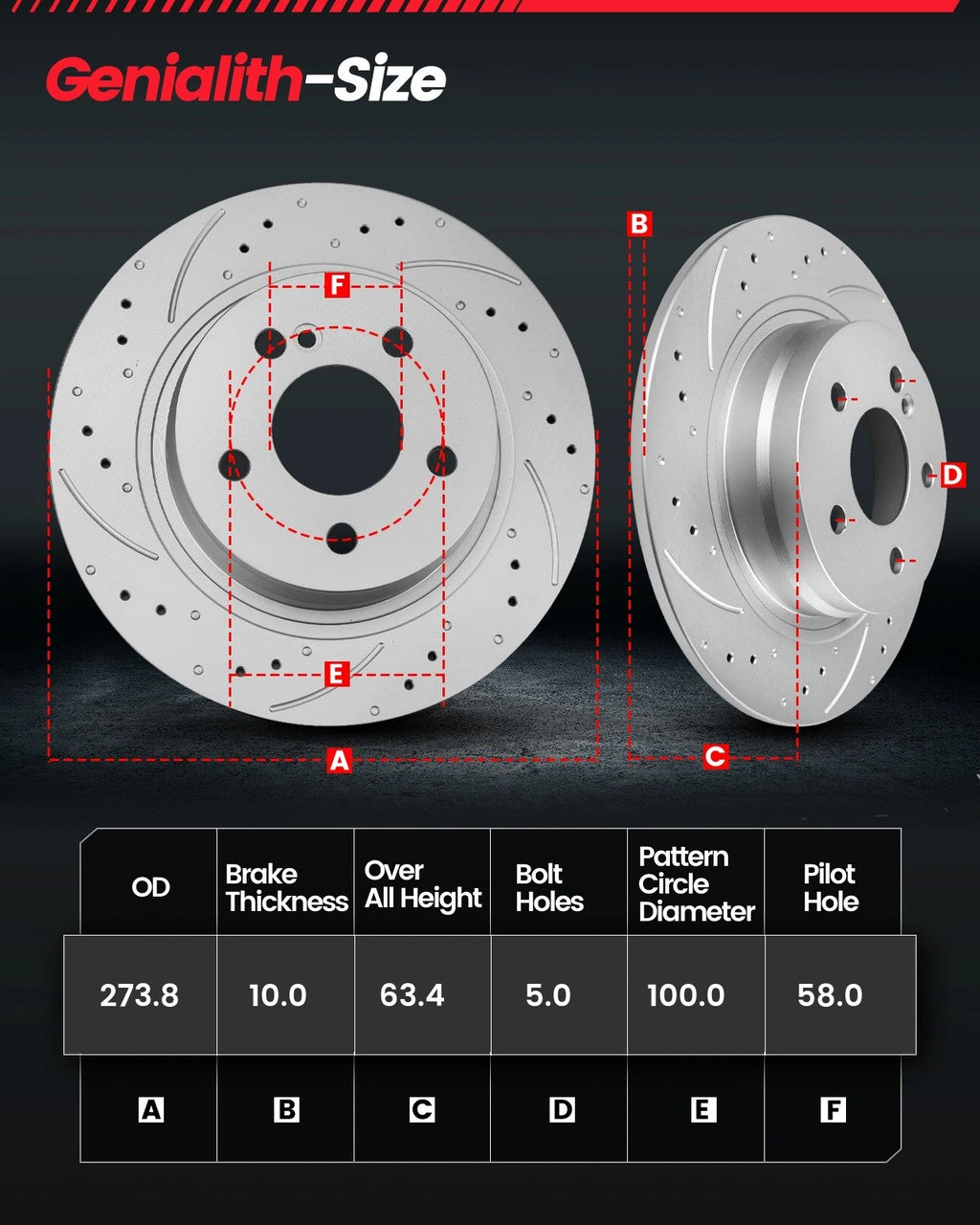 Rear Disc Brake Rotors & Pads Kit for Subaru Crosstrek Forester (2016–2018)