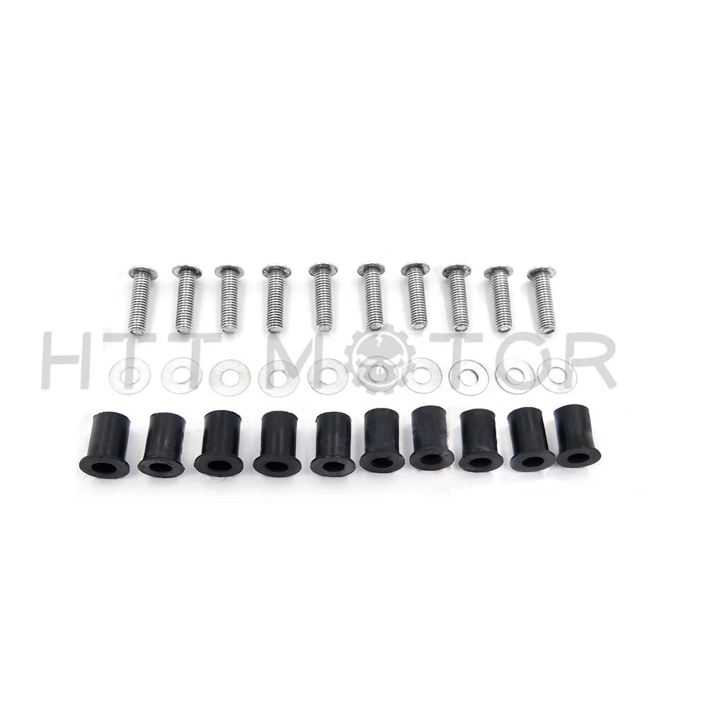 10pcs Windshield Bolt Kit for Motorcycle (Well Nuts, Silver)