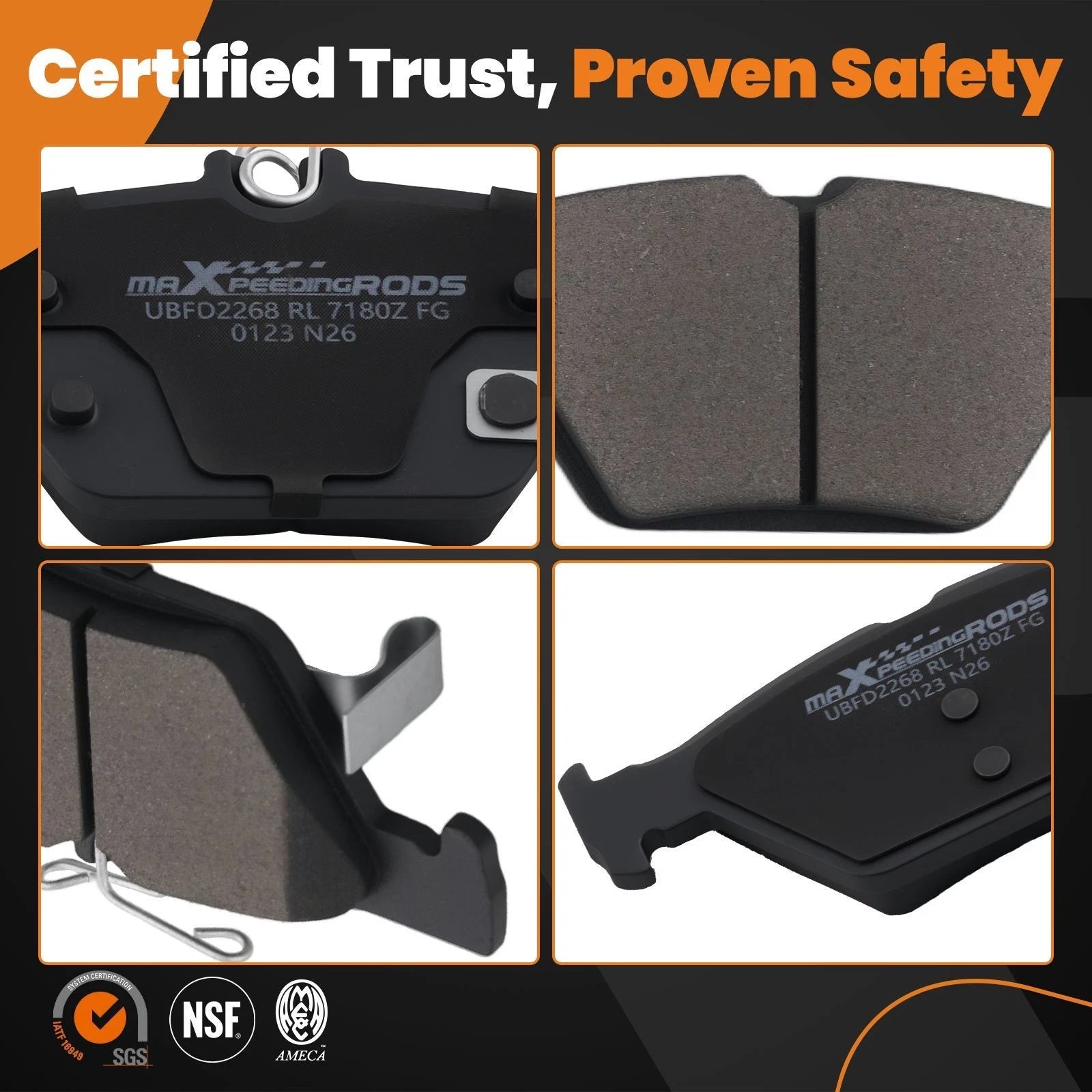 Set of 4 Rear Ceramic Brake Pads for Subaru Ascent Crosstrek Forester Outback
