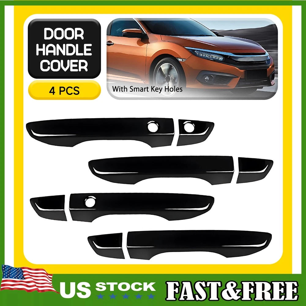 Glossy Black Door Handle Cover for Honda Civic (2016–2021)