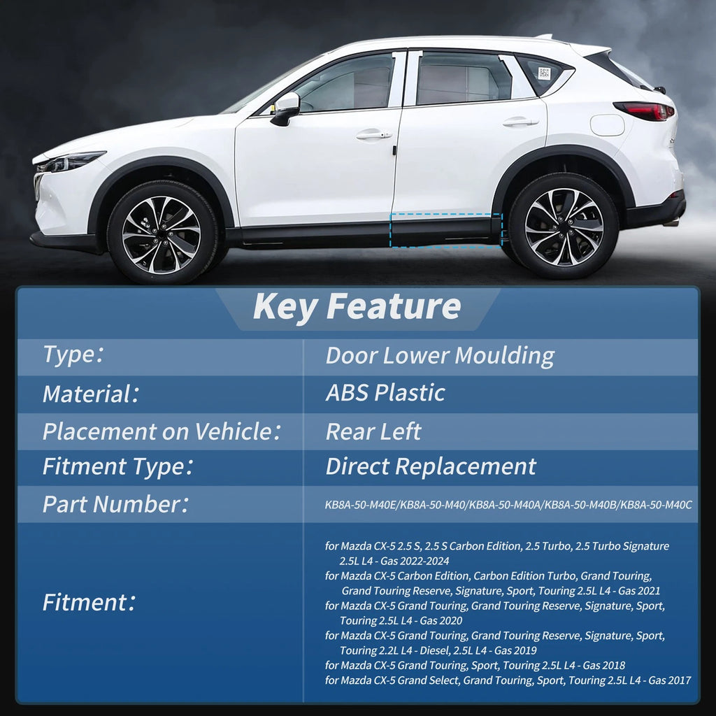 Rear Left Door Lower Trim Garnish for Mazda CX-5 (2017–2024) No.KB8A-50-M40