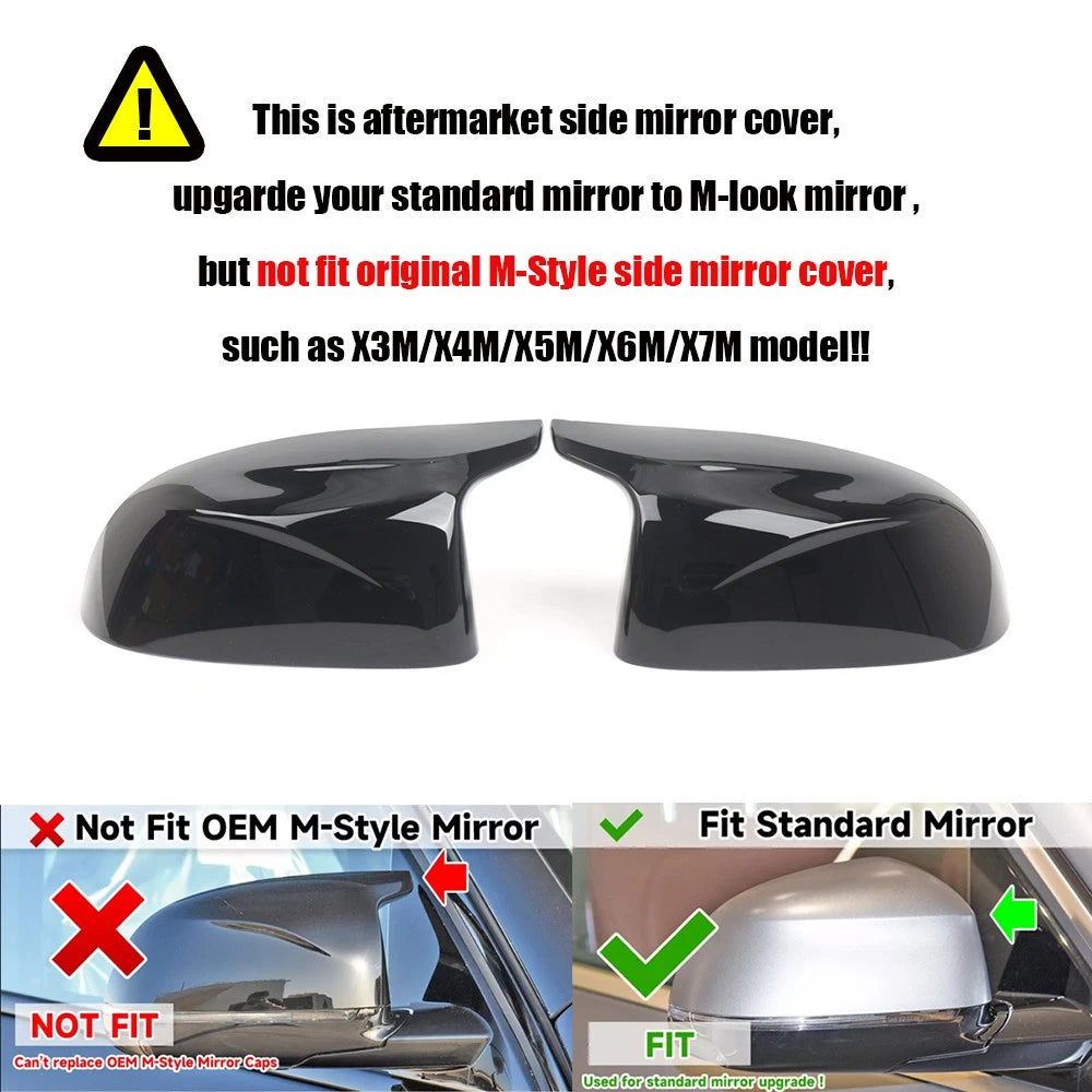 Horn Style Black Side Mirror Cover Caps for BMW X3 G01 X4 G02 (2018–Present)
