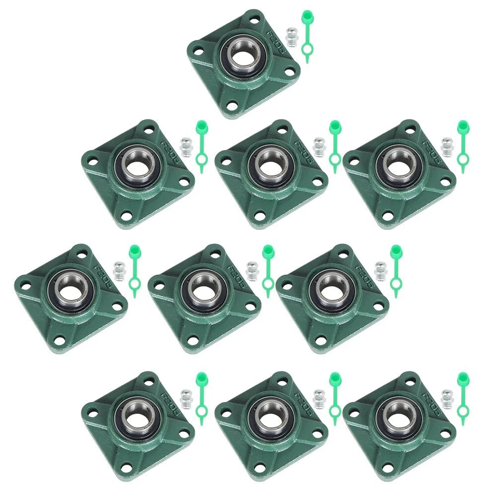 Set of 10 Pillow Block Flange Bearings for UCF205 (1" Bore)