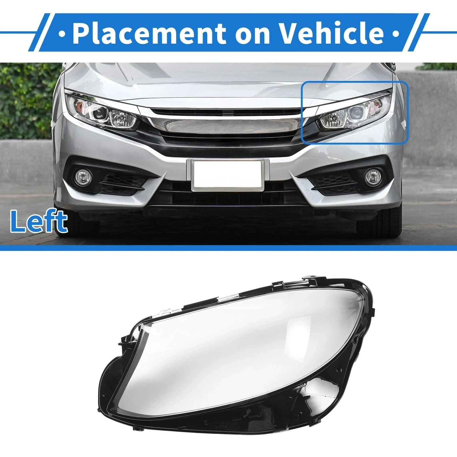 Car Front Left Headlight Lens Cover for Mercedes-Benz E-Class (2016-2021)