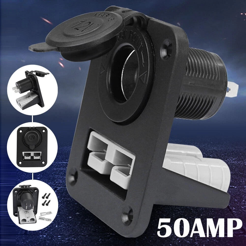 Connector Flush for 12-24V Systems (12-6AWG) 50Amp Black Gray 48x37x16mm