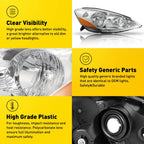 Set of 2 Headlight Assemblies for Toyota Sienna (2006–2010) Chrome Amber