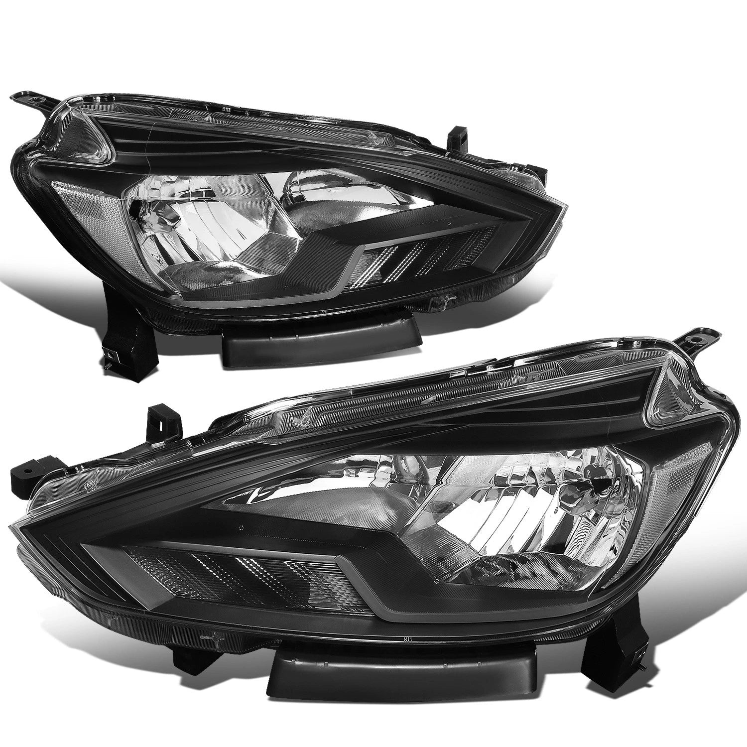 Headlights for Nissan Sentra (2016–2018) - Black Housing, Clear Lens