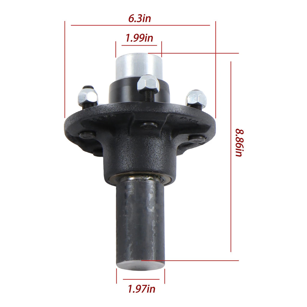 Set of 2 Pre-Assembled Trailer Hub Kits for 3" Axles (Fit 5 on 4.75")