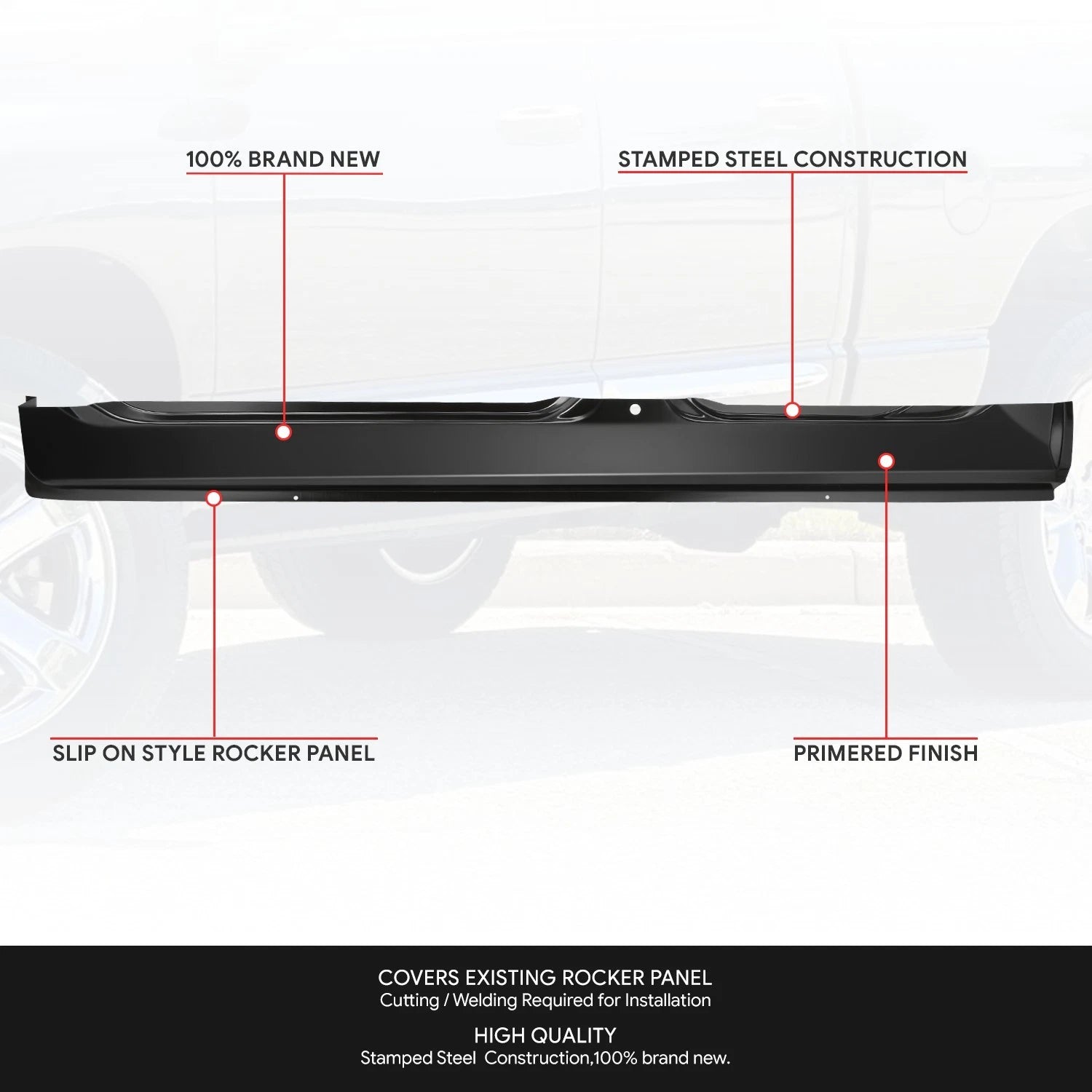 Outer Rocker Panel for Dodge Ram 1500 2500 3500 Quad Cab (2002–2009)