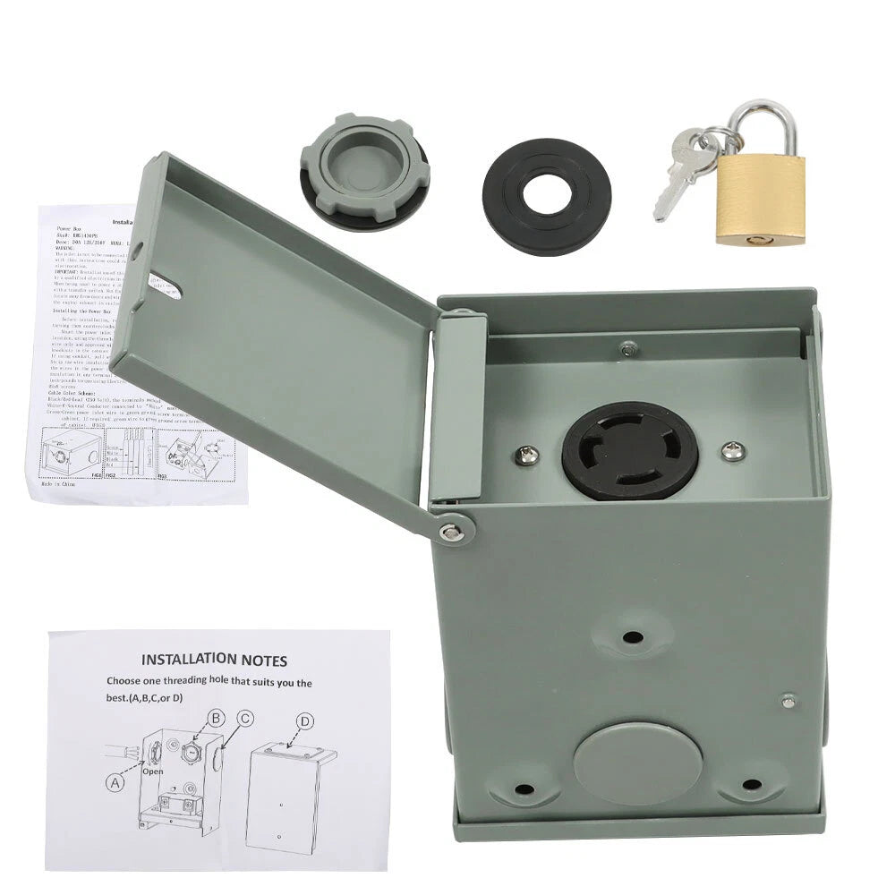 30 Amp Generator Power Outlet Box for NEMA L14-30R (125/250)