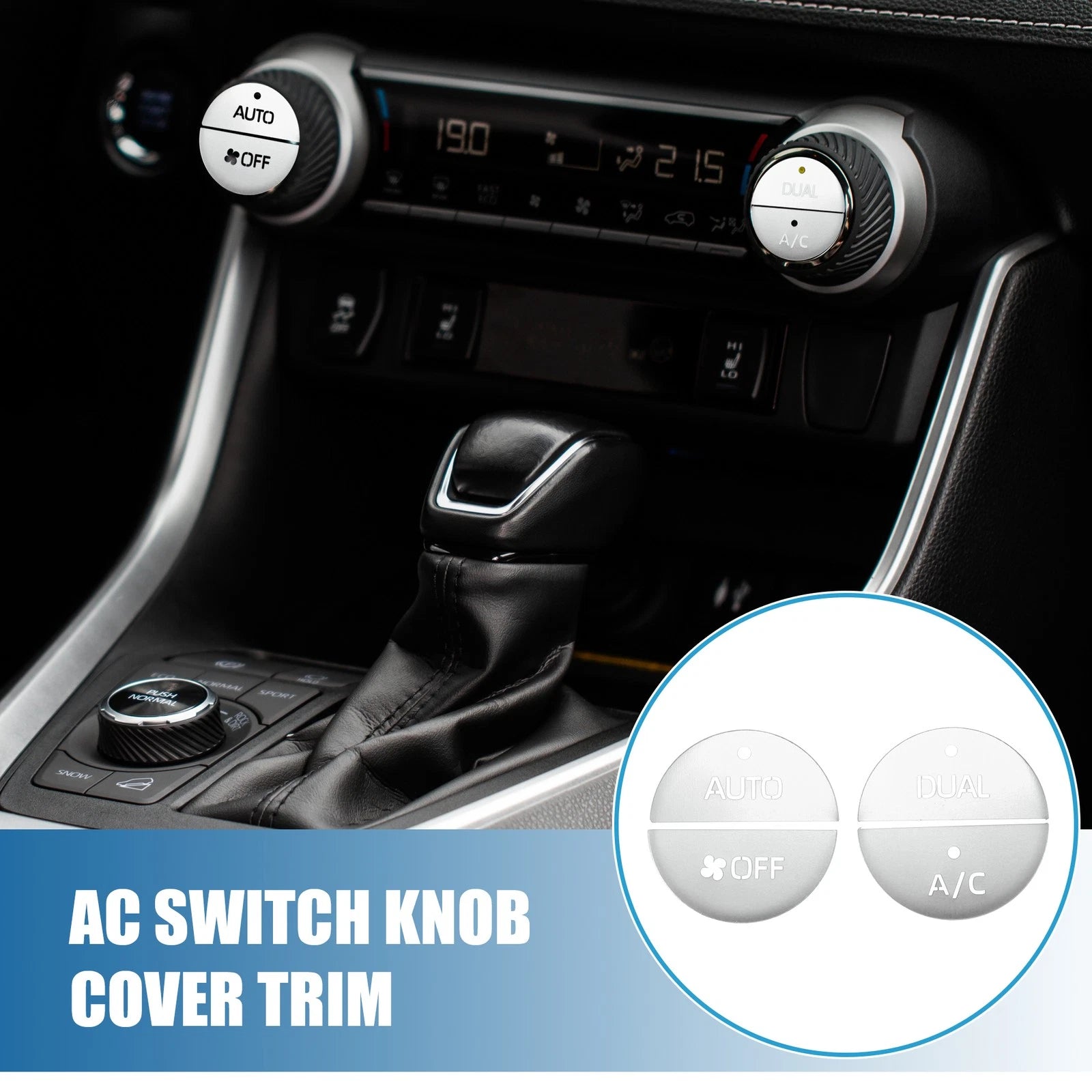 Set of 4 AC Switch Knob Cover Trim for Toyota RAV4 (2019–2022) Aluminum Silver