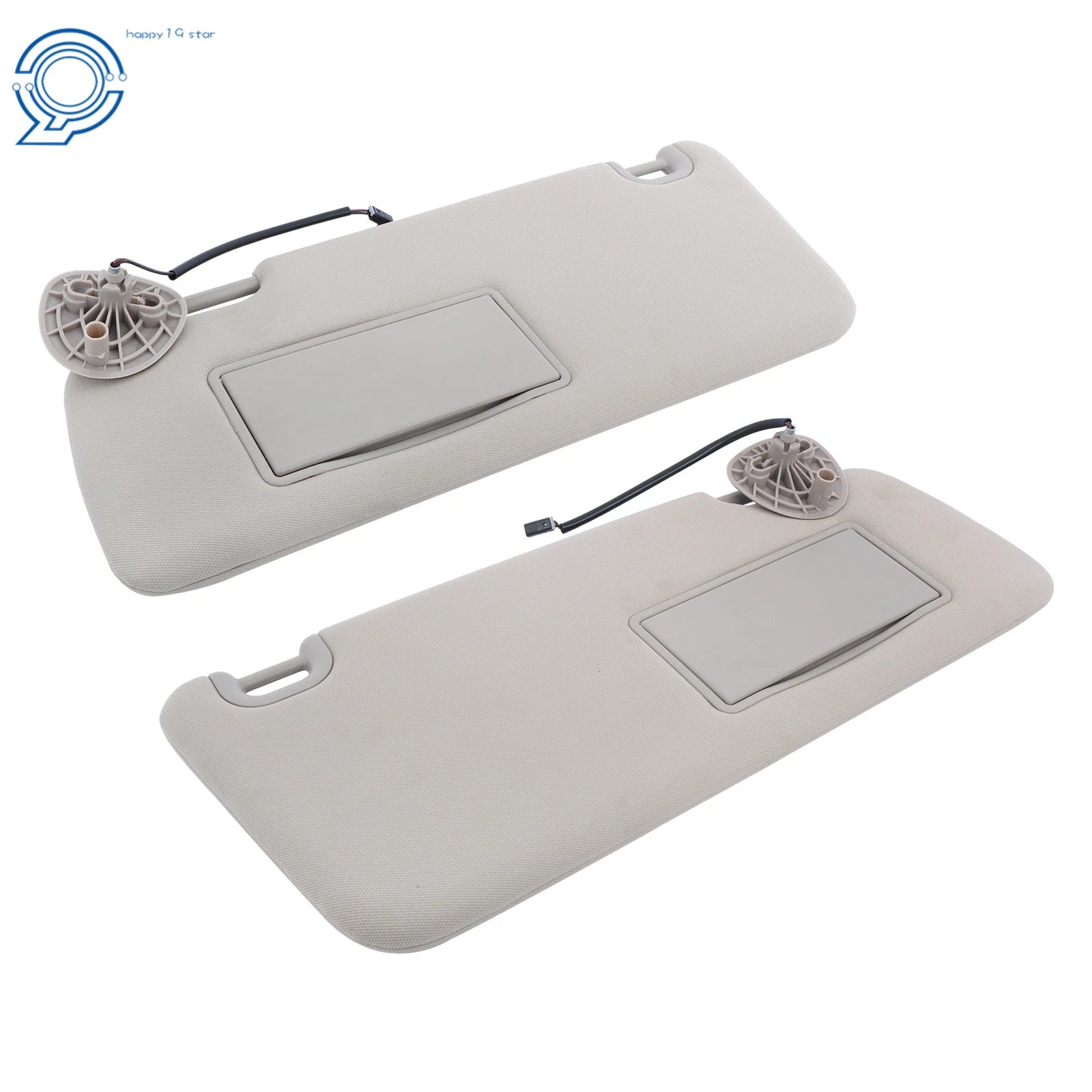 Set of 2 Sun Visors for Ram 1500 2013–2021, 2500 3500 Gray with Lights