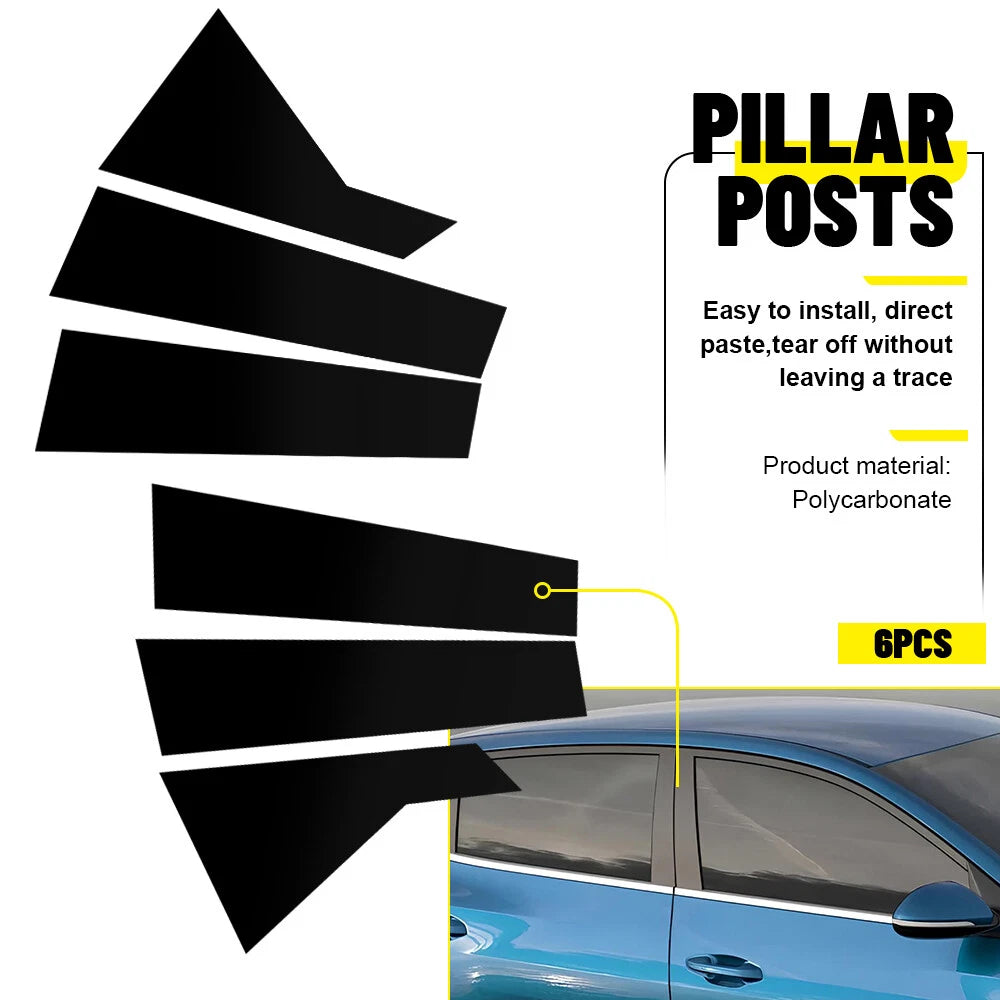 Gloss Black Pillar Posts Door Window Trim Cover for Kia Forte Sedan (2019–2023)