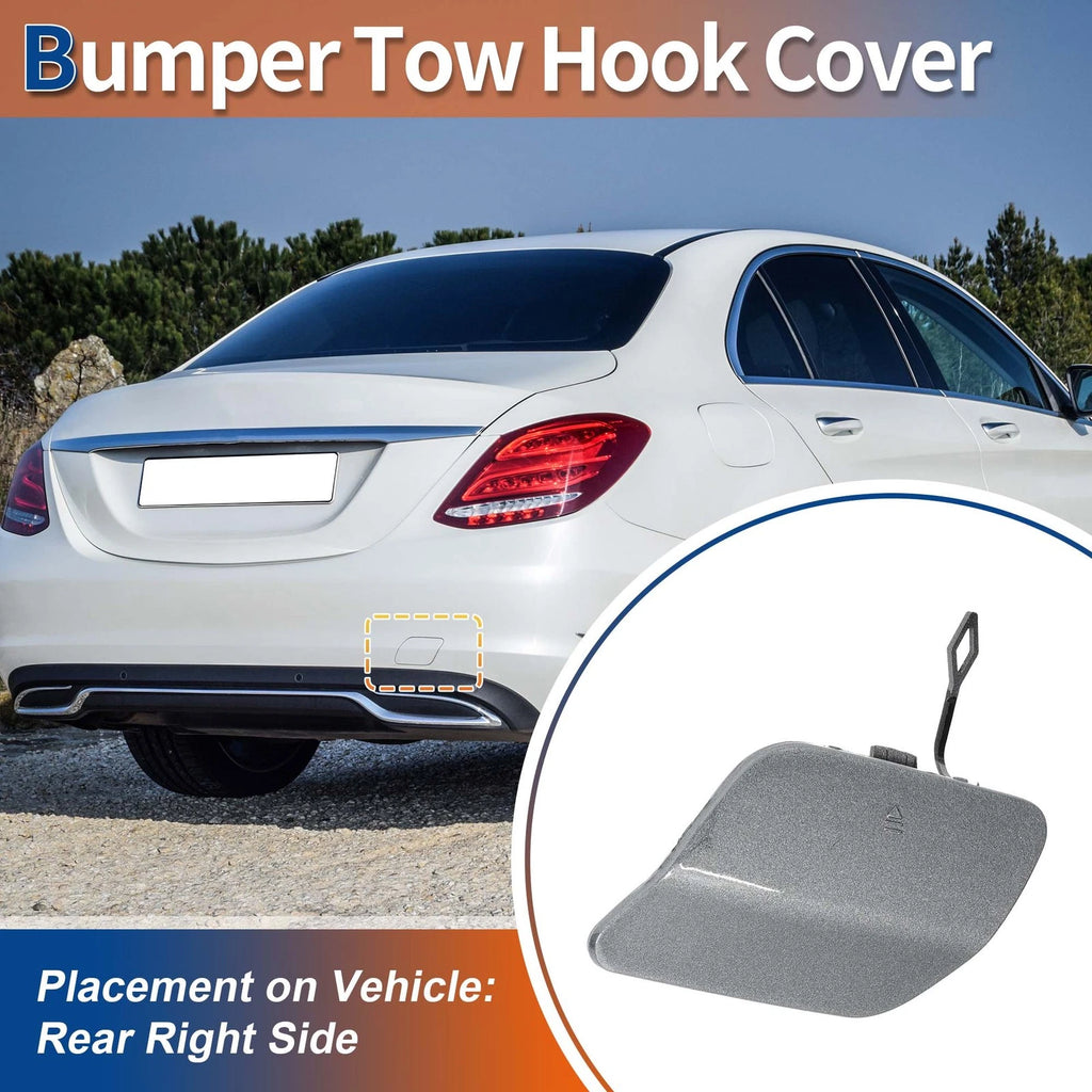 Rear Car Bumper Tow Hook Cover for Mercedes-Benz (2016–2020) No.A2058850224 Dark Silver