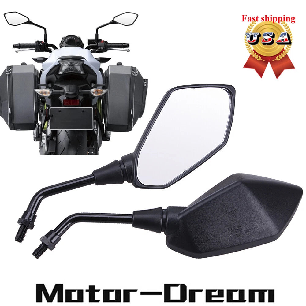 Set of 2 Motorcycle Rearview Mirrors 10mm for Honda XR650L XR250L XR350R