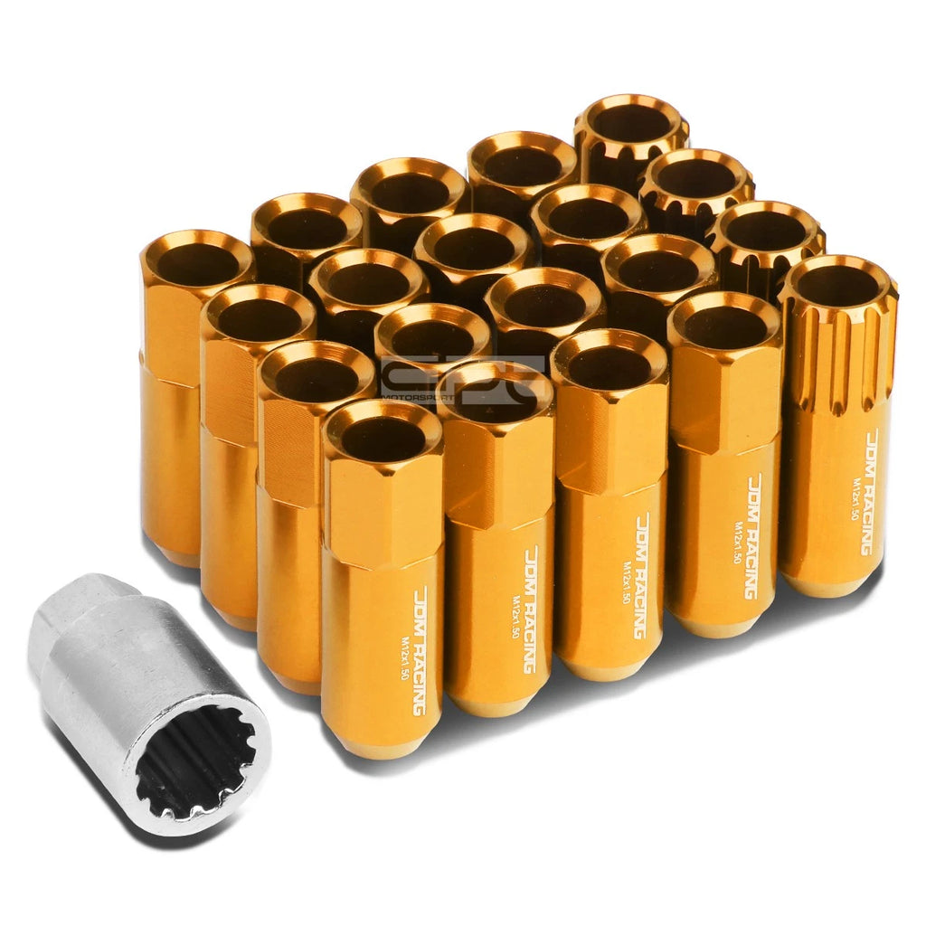 Set of 16 Open-End Aluminum Lug Nuts + Adapter M12x1.5 for