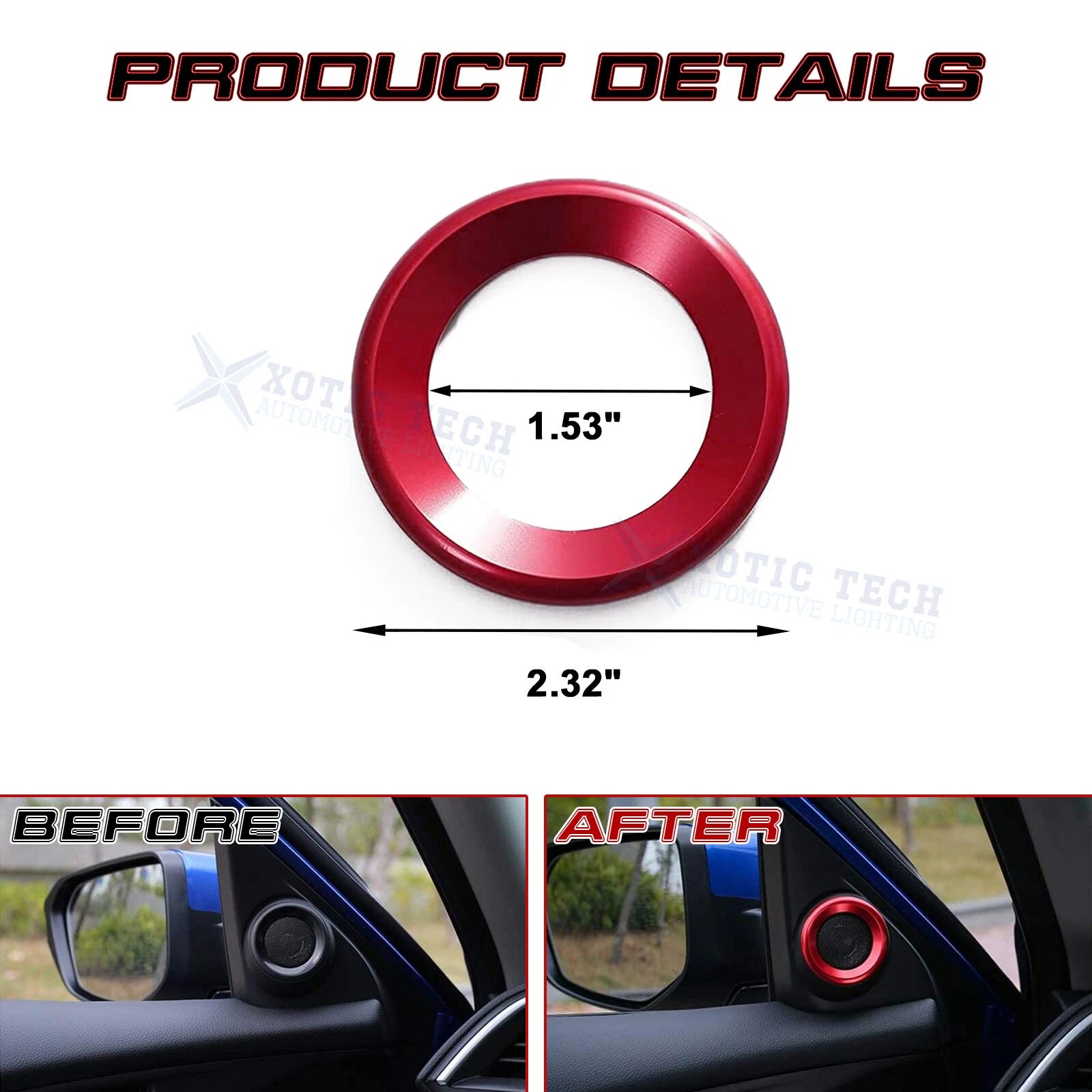 A-Pillar Door Speaker Ring Cover for Honda Civic 2016-2021 (Red)