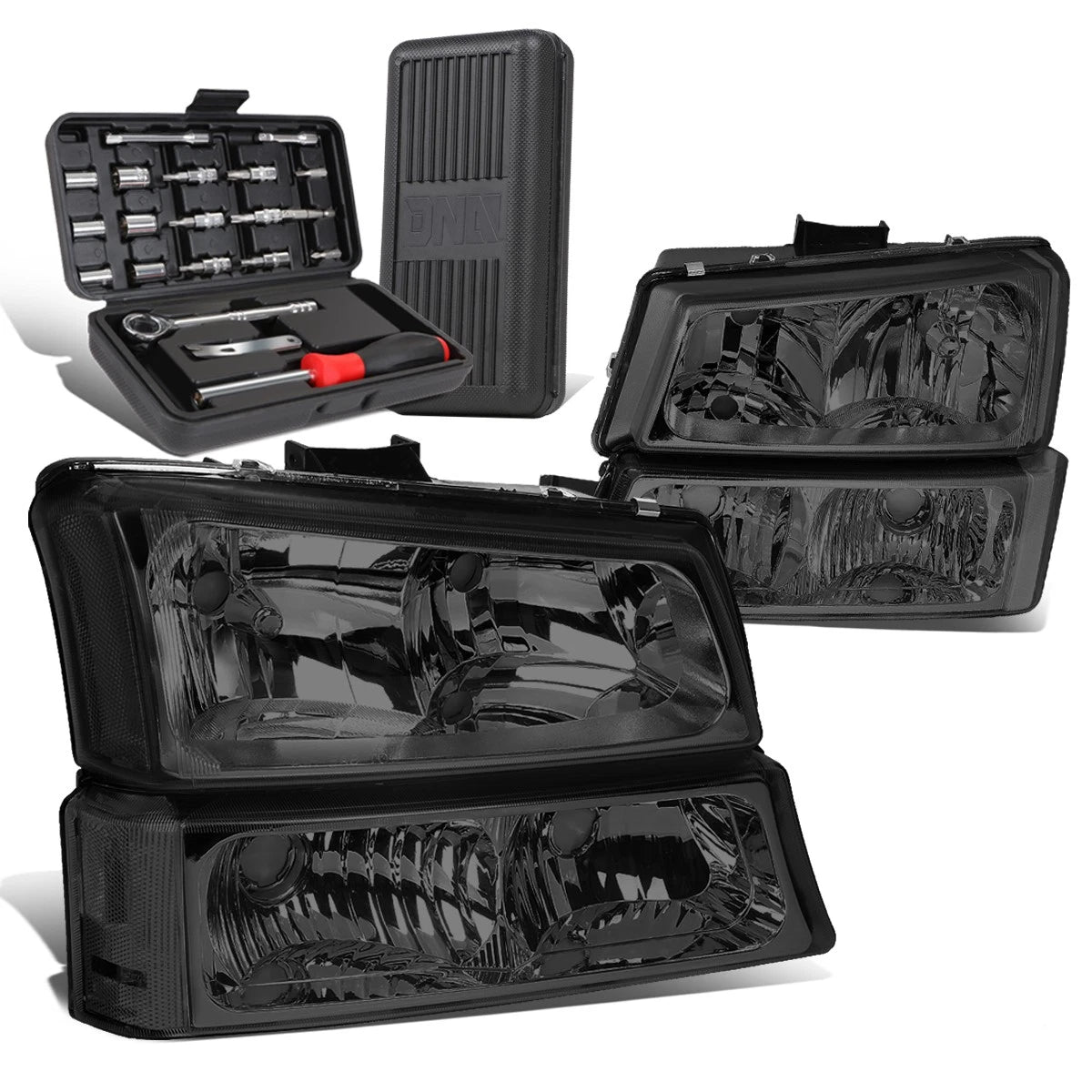 Smoked/Clear Side Headlight Bumper Lamps for Chevy Silverado (2003–2006)
