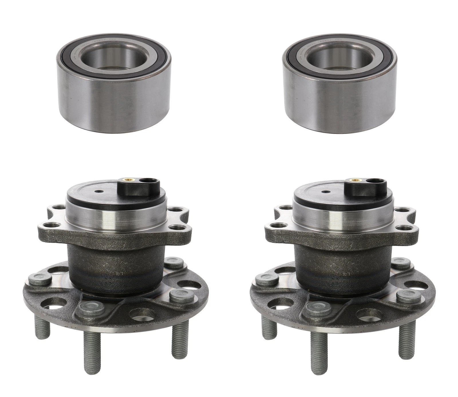 Front Wheel Bearings & Rear Hub Assemblies Kit for Dodge Jeep Mitsubishi (FWD)